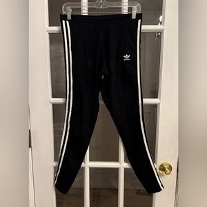ADIDAS Women's Black White Side Stripe Active Leggings Size M